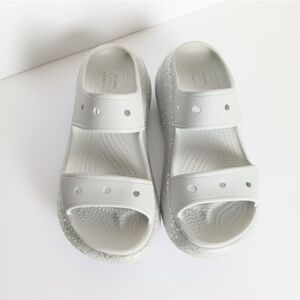 Crocs Crush Glitter Platform Shoes In Gray Size 6 Junior Girls